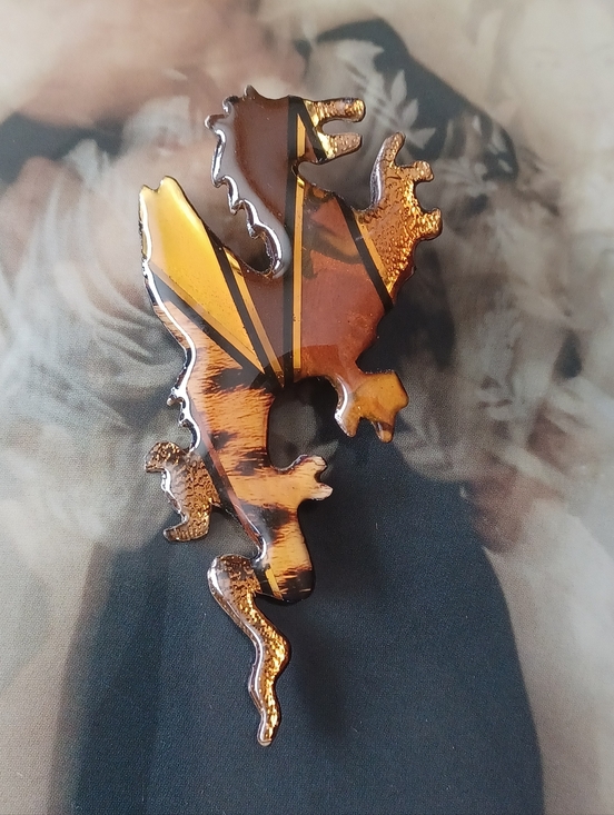 Vintage Jewelry - Vintage 1997 John Crutchfield Metallic Arts Dragon Brooch 🐲